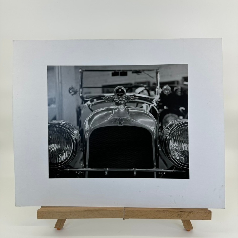Vintage Automobile Black and White Photograph Classic Car Front View